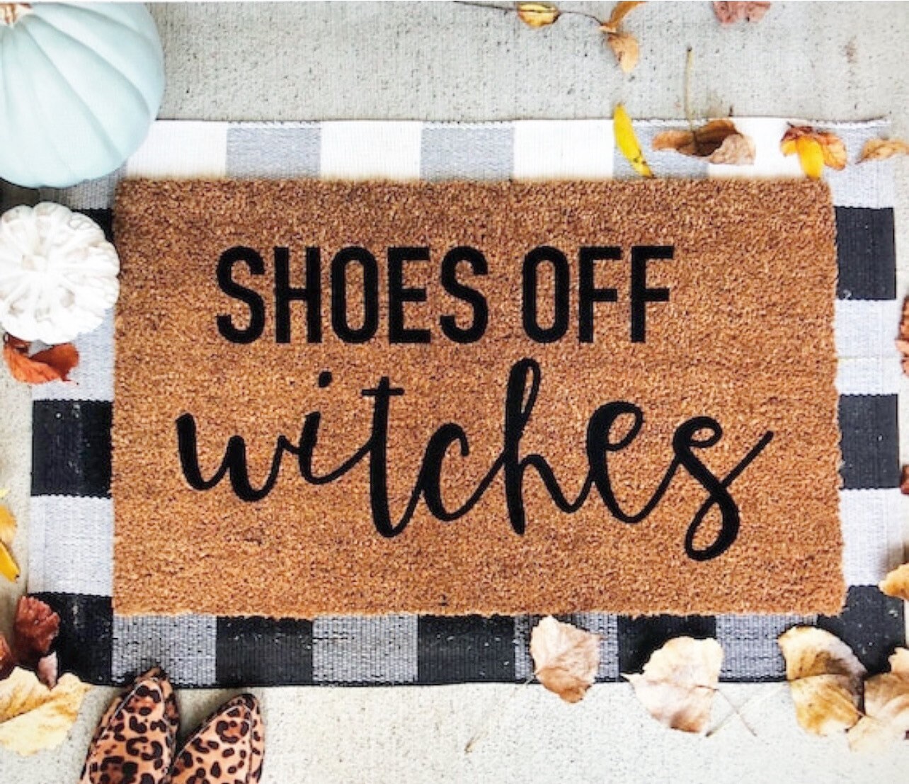 Shoes Off Witches Doormat – Funny Halloween Welcome Mat for Spooky Front Porch Decor