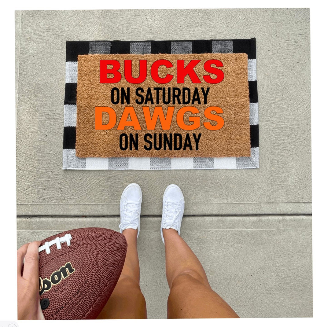 Bucks on Saturday Dawgs on Sunday doormat, Ohio state football, Cleveland football