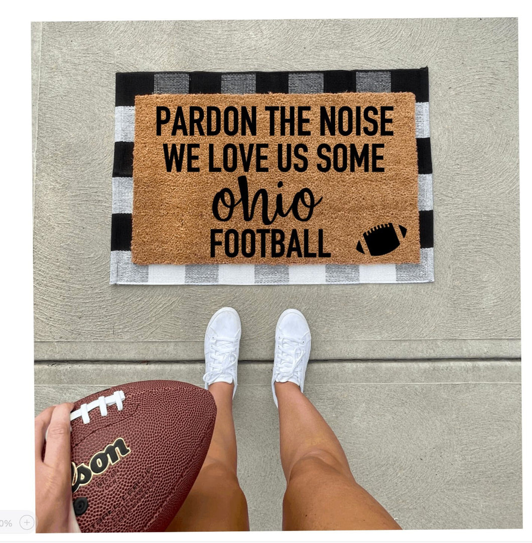 We love us some ohio football doormat, funny doormat, cute doormat, football season, Cleveland browns