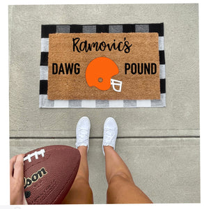Personalized last name dawg pound - cleveland browns doormat, football doormat