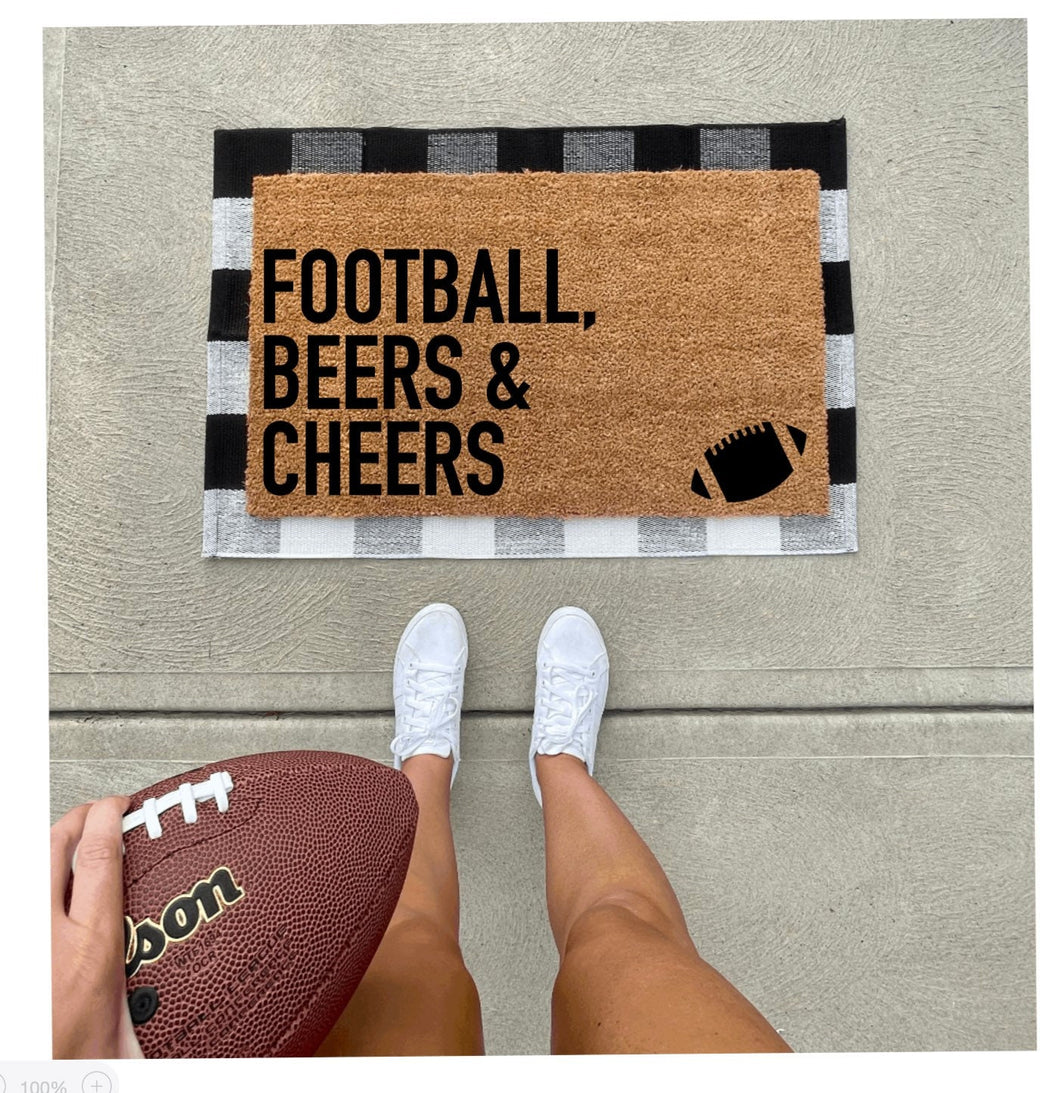 Football, beers & cheers doormat, funny doormat, cute doormat, football season, Cleveland browns