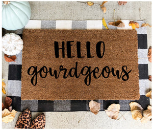 Hello gourdgeous doormat, fall doormat, pumpkin doormat