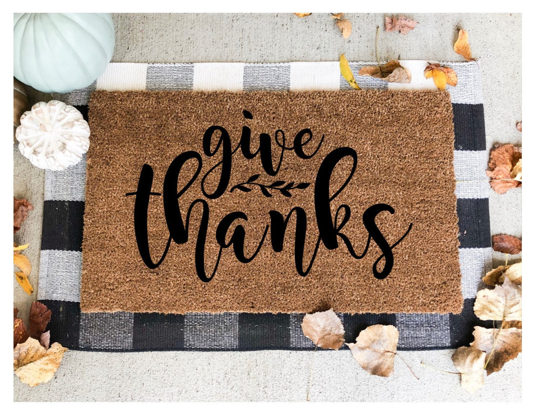 Give thanks doormat, fall doormat, thanksgiving doormat