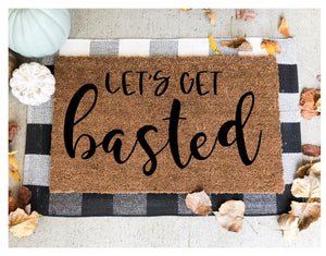 Let’s get basted doormat, friendsgiving, thanksgiving, punny doormat