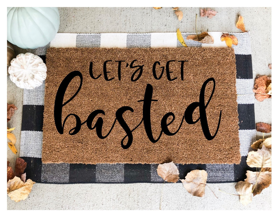 Let’s get basted doormat, friendsgiving, thanksgiving, punny doormat