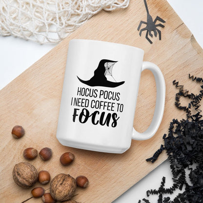 Hocus pocus I need coffee to focus mug, fall coffee mug, pumpkin mug, autumn mug, cute mug, funny mug, punny mug, fall decor, pumpkin decor