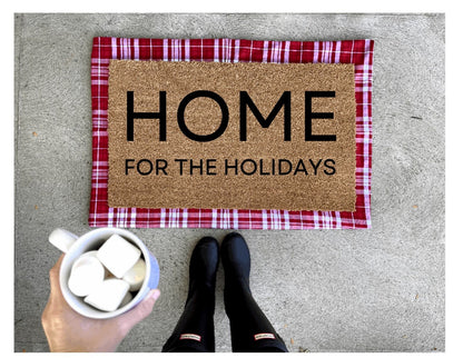 Home for the holidays doormat, Christmas doormat, cute doormat