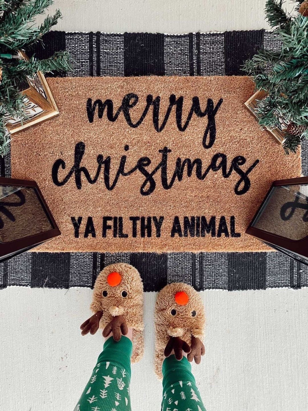 merry christmas ya filthy animal doormat, home alone doormat, Christmas doormat