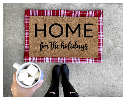 Home for the holidays doormat, Christmas doormat, cute doormat