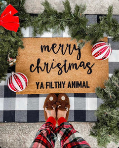 merry christmas ya filthy animal doormat, home alone doormat, Christmas doormat