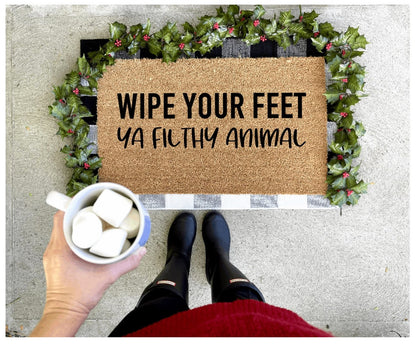 Wipe your feet ya filthy animal doormat, home alone doormat, Christmas doormat