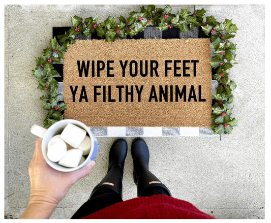 Wipe your feet ya filthy animal doormat, home alone doormat, Christmas doormat
