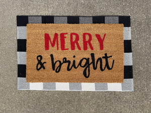 merry and bright doormat, holiday doormat, christmas