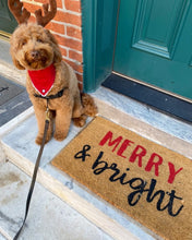 Load image into Gallery viewer, merry and bright doormat, holiday doormat, christmas
