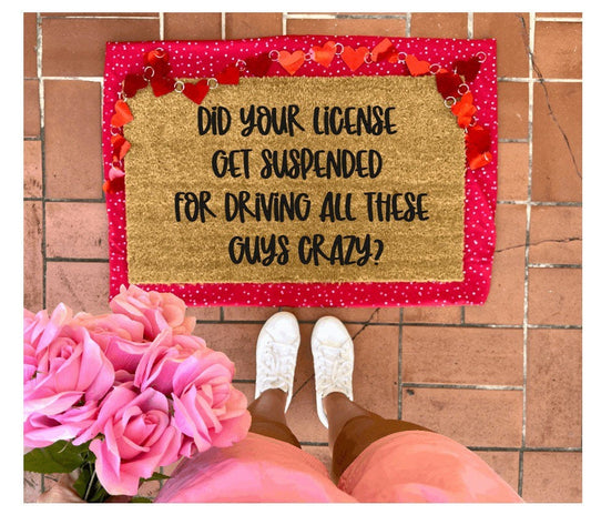 Driving guys crazy Pick up Line Doormat, valentines day, cute doormat, valentines day mat, valentine, heart, love doormat