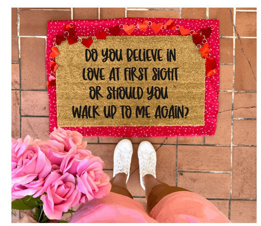 Love at first sight Pick up Line Doormat, valentines day, cute doormat, valentines day mat, valentine, heart, love doormat