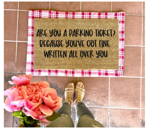 Parking ticket Pick up Line Doormat, valentines day, cute doormat, valentines day mat, valentine, heart, love doormat