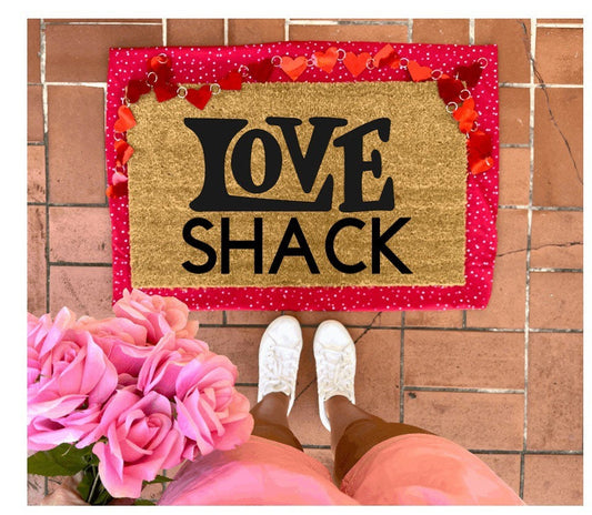 Love shack doormat, valentines day, cute doormat, valentines day mat, valentine, heart doormat, love doormat