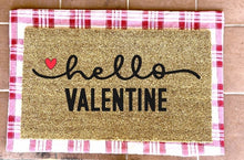 Load image into Gallery viewer, hello love doormat with hearts, valentines day, cute doormat, valentines day mat, valentine, heart doormat, love doormat
