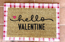 Load image into Gallery viewer, hello love doormat with hearts, valentines day, cute doormat, valentines day mat, valentine, heart doormat, love doormat
