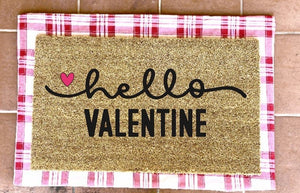 hello love doormat with hearts, valentines day, cute doormat, valentines day mat, valentine, heart doormat, love doormat