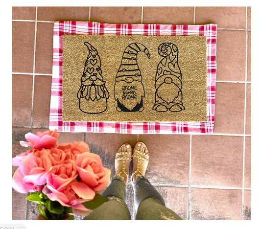 Gnome sweet gnome doormat with conversation hearts, valentines day, cute doormat, valentines day mat, valentine, heart doormat, love doormat