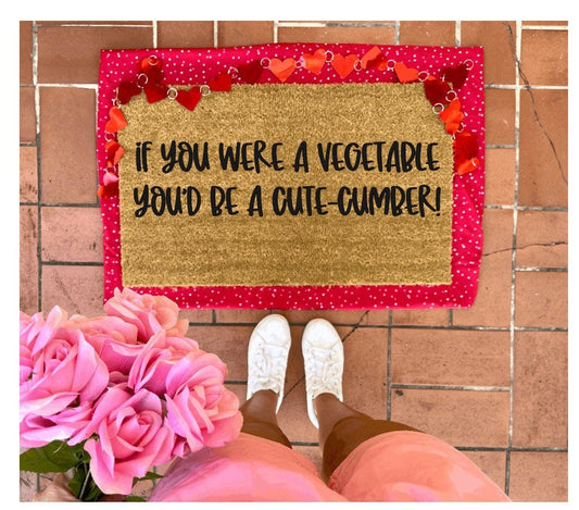 You’d be a cute cumber! Pick up Line Doormat, valentines day, cute doormat, valentines day mat, valentine, heart, love doormat