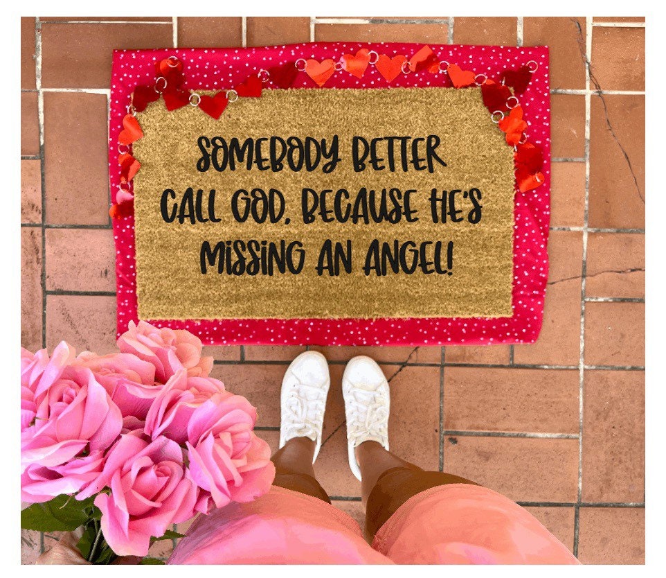 Missing an angel Pick up Line Doormat, valentines day, cute doormat, valentines day mat, valentine, heart, love doormat