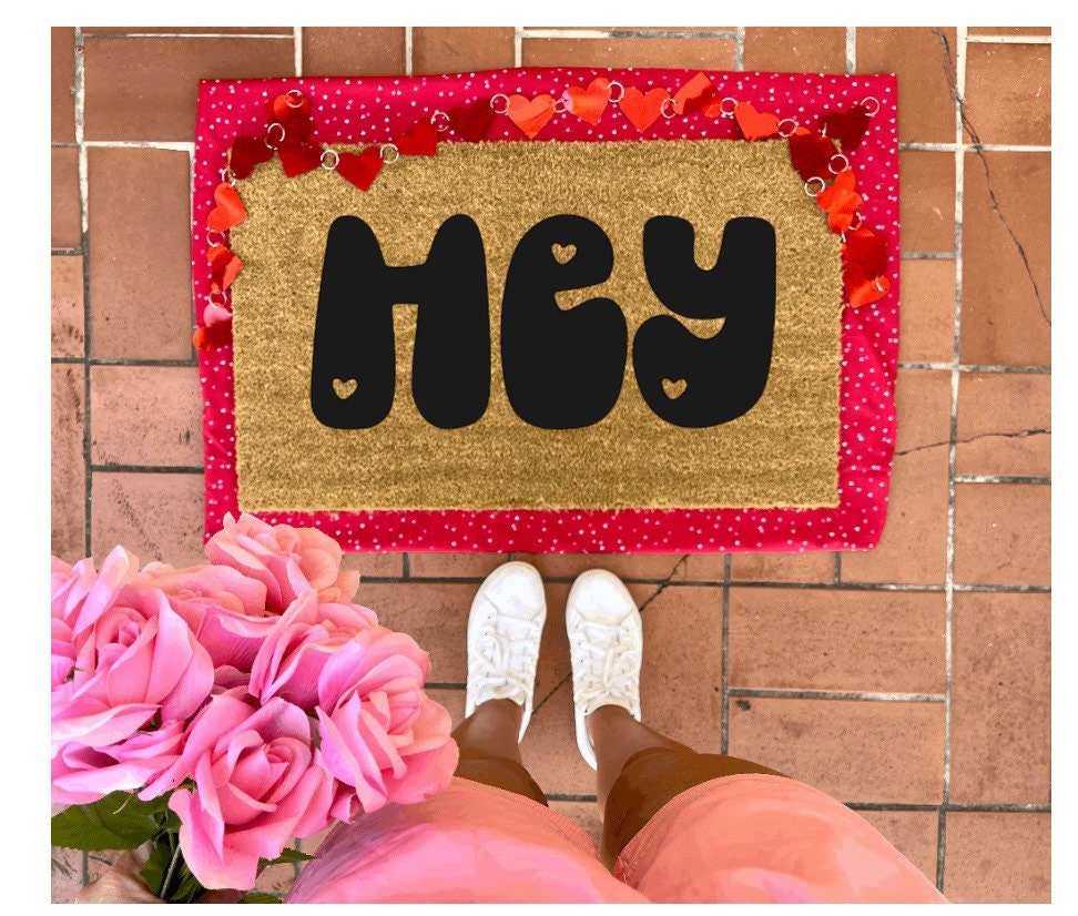 Hey doormat, valentines day, cute doormat, valentines day mat, valentine, heart doormat, love doormat