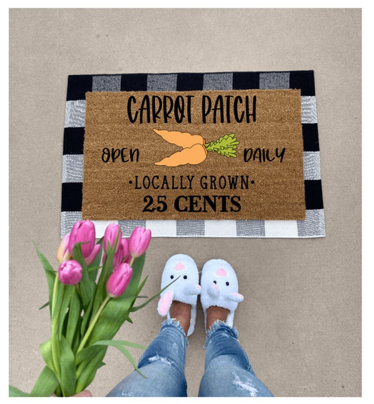 Carrot patch doormat, Hello spring doormat, cute doormat, funny doormat, spring doormat