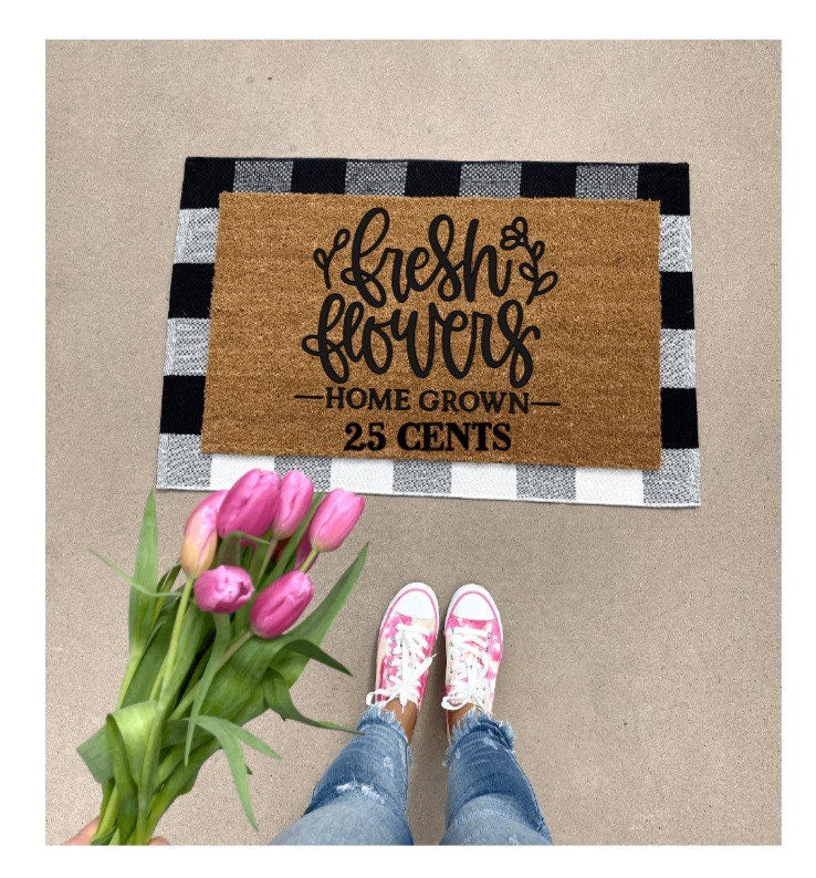 Fresh flowers doormat, Hello spring doormat, cute doormat, funny doormat, spring doormat