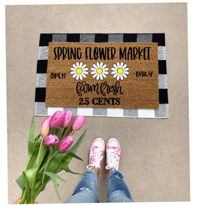 Spring flower market doormat, Hello spring doormat, cute doormat, funny doormat, spring doormat
