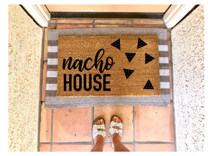 Nacho house doormat, funny doormat, taco lover, taco humor