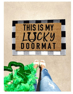 Lucky Doormat horseshoe doormat, cute doormat, st patricks day doormat, spring doormat