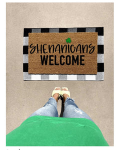 Shenanigans welcome doormat, cute doormat, st patricks day doormat, spring doormat