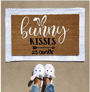 Bunny kisses doormat, cute doormat, easter doormat, spring doormat, bunny doormat