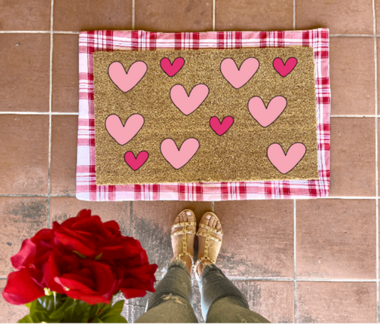 Hearts Doormat, valentines day, cute doormat, valentines day mat, valentine, heart doormat, love doormat