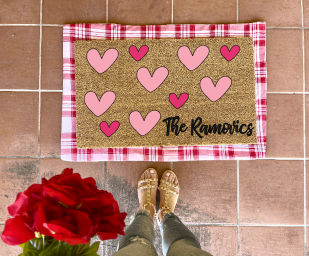 Custom Name Valentine Doormat, valentines day, cute doormat, valentines day mat, valentine, heart doormat, love doormat