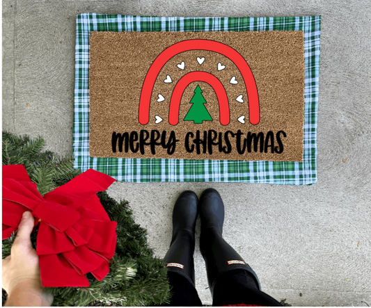 Merry Christmas Rainbow doormat