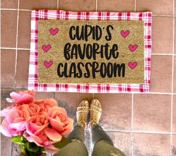 Cupid’s Favorite Classroom Doormat, valentines day, cute doormat, valentines day mat, valentine, heart doormat, love doormat