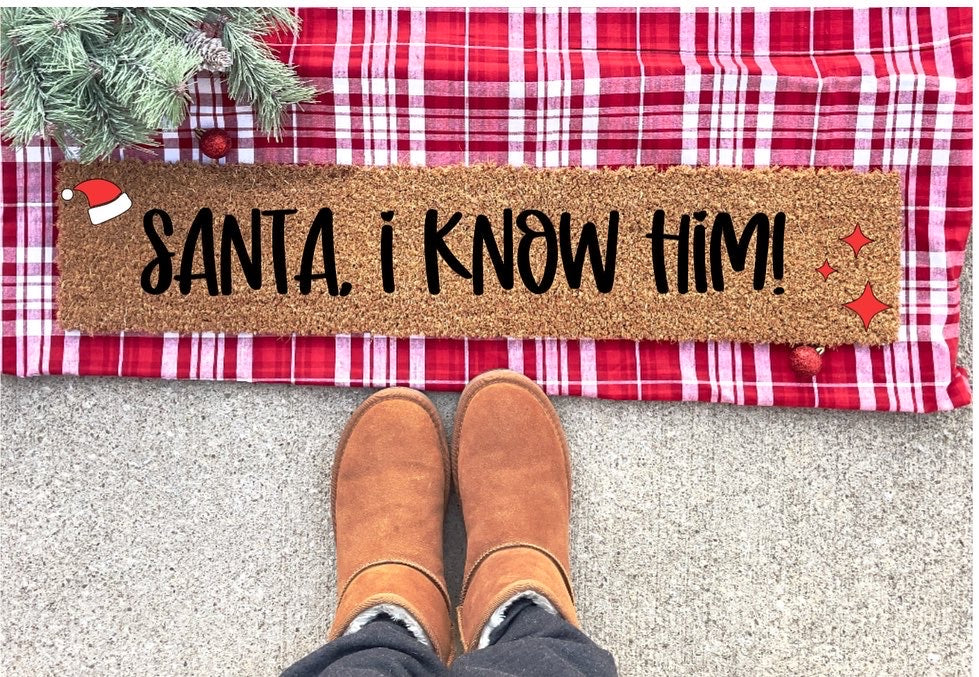 Santa I Know Him! Skinny Mini Doormat
