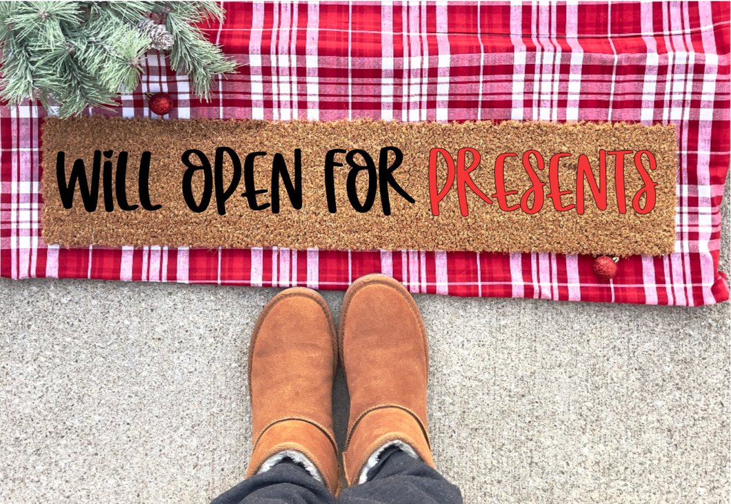 Will Open For Presents Skinny Mini Doormat
