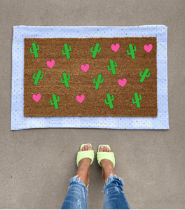 Cactus and Heart Doormat