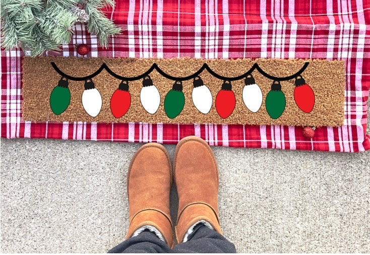 Christmas String Lights Skinny Mini Doormat