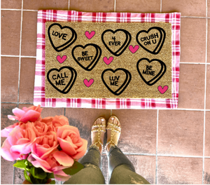 Conversation Hearts Doormat, valentines day, cute doormat, valentines day mat, valentine, heart doormat, love doormat