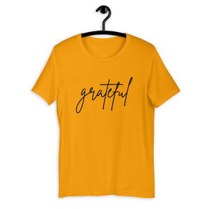 Grateful Short-Sleeve Unisex T-Shirt, Friendsgiving shirt, thanksgiving shirt, cute shirt