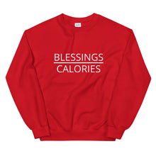 Load image into Gallery viewer, Blessings over calories Unisex Sweatshirt, Friendsgiving shirt, thanksgiving shirt, punny shirt
