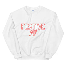 Load image into Gallery viewer, Festive af Unisex Sweatshirt, christmas shirt, punny shirt, holiday shirt
