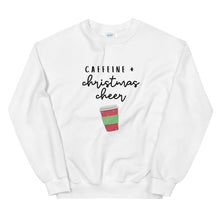 Load image into Gallery viewer, Caffeine and christmas cheer Unisex Sweatshirt, christmas shirt, punny shirt, holiday shirt
