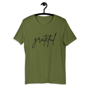 Grateful Short-Sleeve Unisex T-Shirt, Friendsgiving shirt, thanksgiving shirt, cute shirt